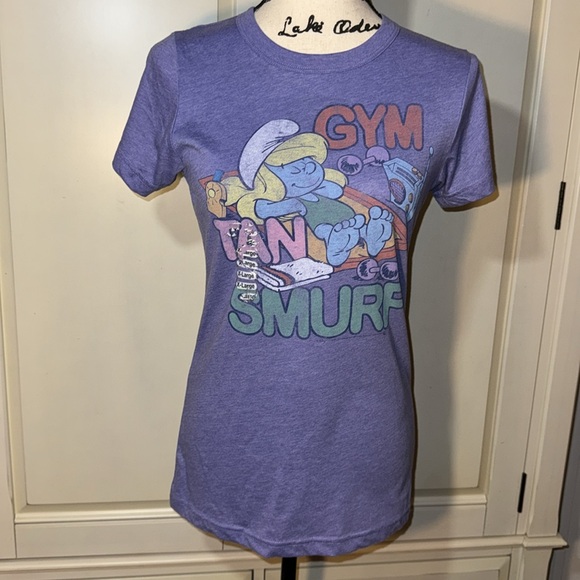JUNK FOOD SMURFS SMURFETTE GYM TAN SMURF JERSEY SHORE STYLE T-SHIRT SIZE XL NEW - Picture 4 of 16